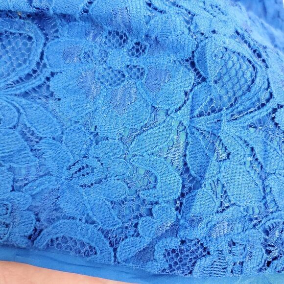 J Crew Dress Womens 6 Royal Blue Lace Overlay Lined Floral Keyhole Zip Back - Picture 5 of 11